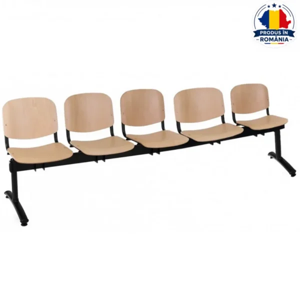 Banca-asteptare-din-lemn-cadru-metalic-5-locuri-DB-105