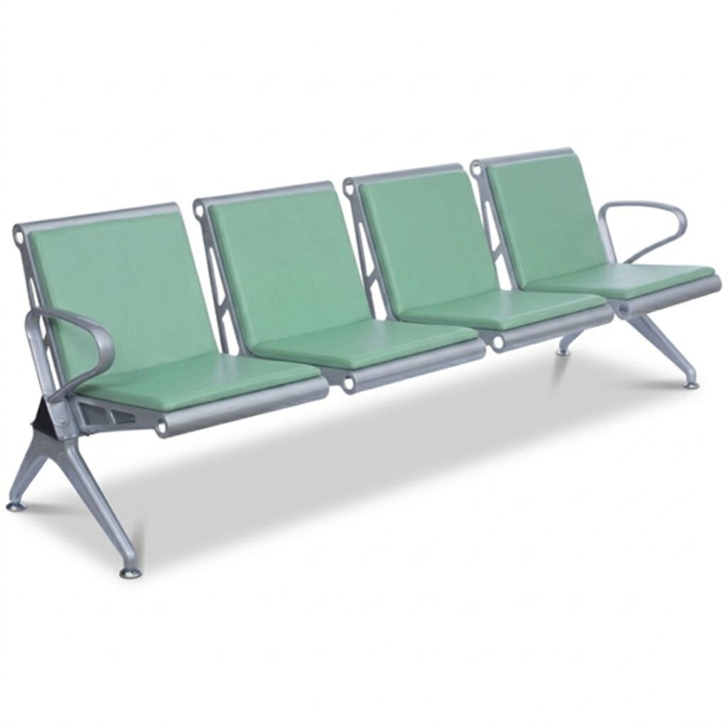 Banca-asteptare-metalica-4-locuri-perna-poliuretan-Verde-Decohouse.ro-Otel