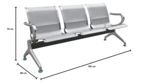 Bancuta-asteptare-cu-3-locuri-Metalica-DH-503-Brate-cromate-Sezut-tip-scoica