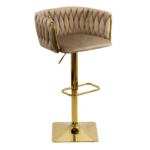 Scaun de Bar cu Auriu, Catifea DHA 118P Reglabil inaltime si Rotativ, Lux