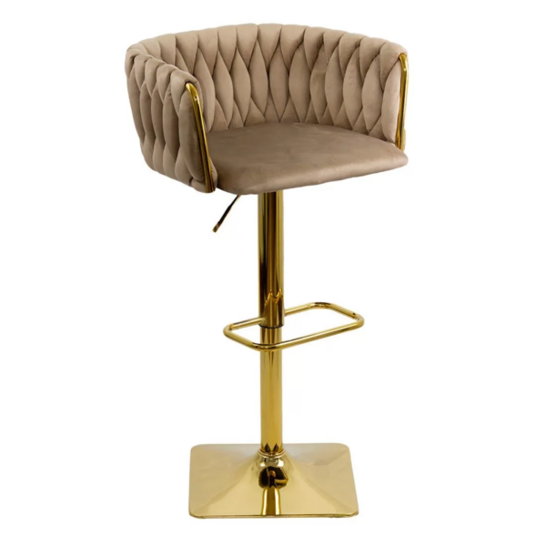 Scaun de Bar cu Auriu, Catifea DHA 118P Reglabil inaltime si Rotativ, Lux