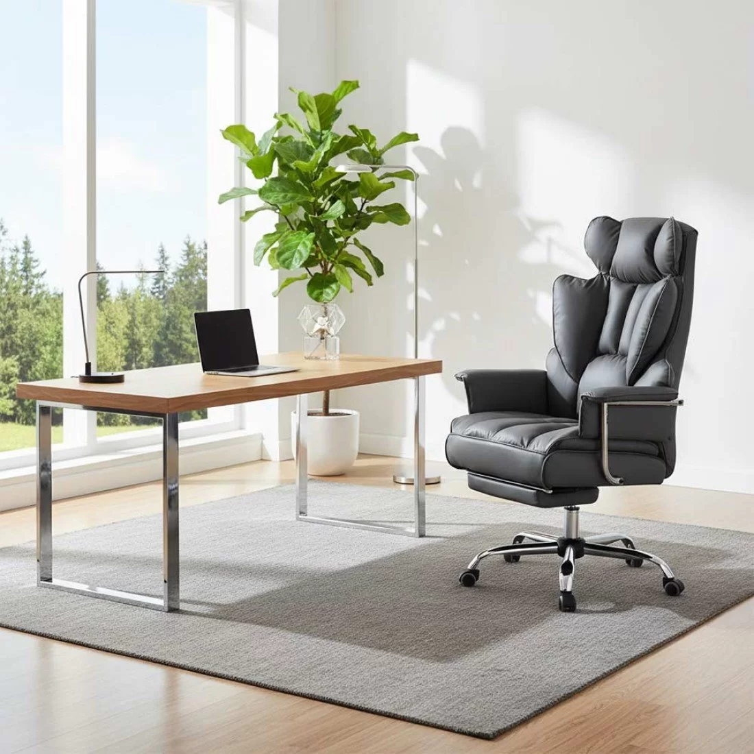 Scaun-Directorial-Rezistent-150-kg-GRI-Piele-ecologica-DHO-413-Balans-multiblock-Confortabil