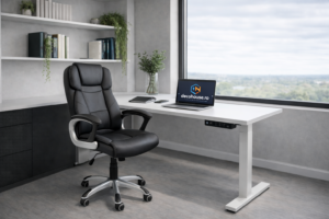 Scaun Directorial Rezistent 150 kg din Piele ecologica DH 7102 Role gumate