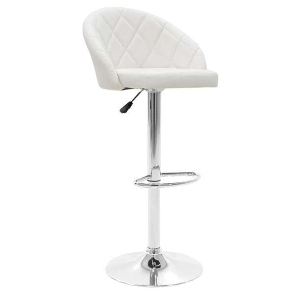 Scaun bar bliss piele ecologica alb, baza cromata