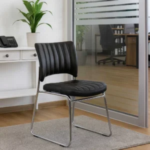 Scaun Asteptare din Piele ecologica DH 45 Tapitat, Cadru cromat
