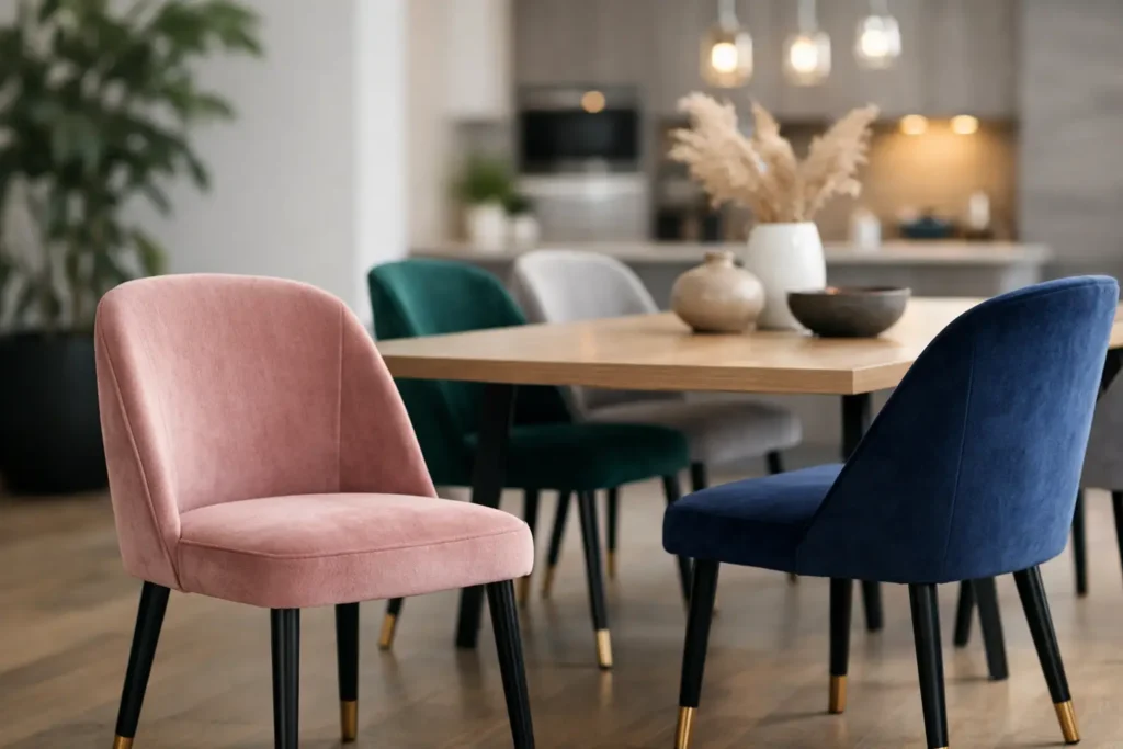 Scaune dining catifea moderne: cum alegi bine